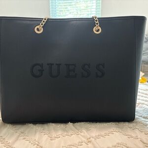 GUESS Elegant Black Tote with Gold Accents